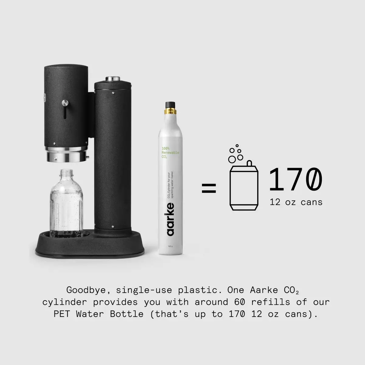aarke Carbonator Pro - Premium Sparkling Water Maker, Matte Black | Dishwasher Safe Glass Bottle, Stainless Steel, Cordless - view 2