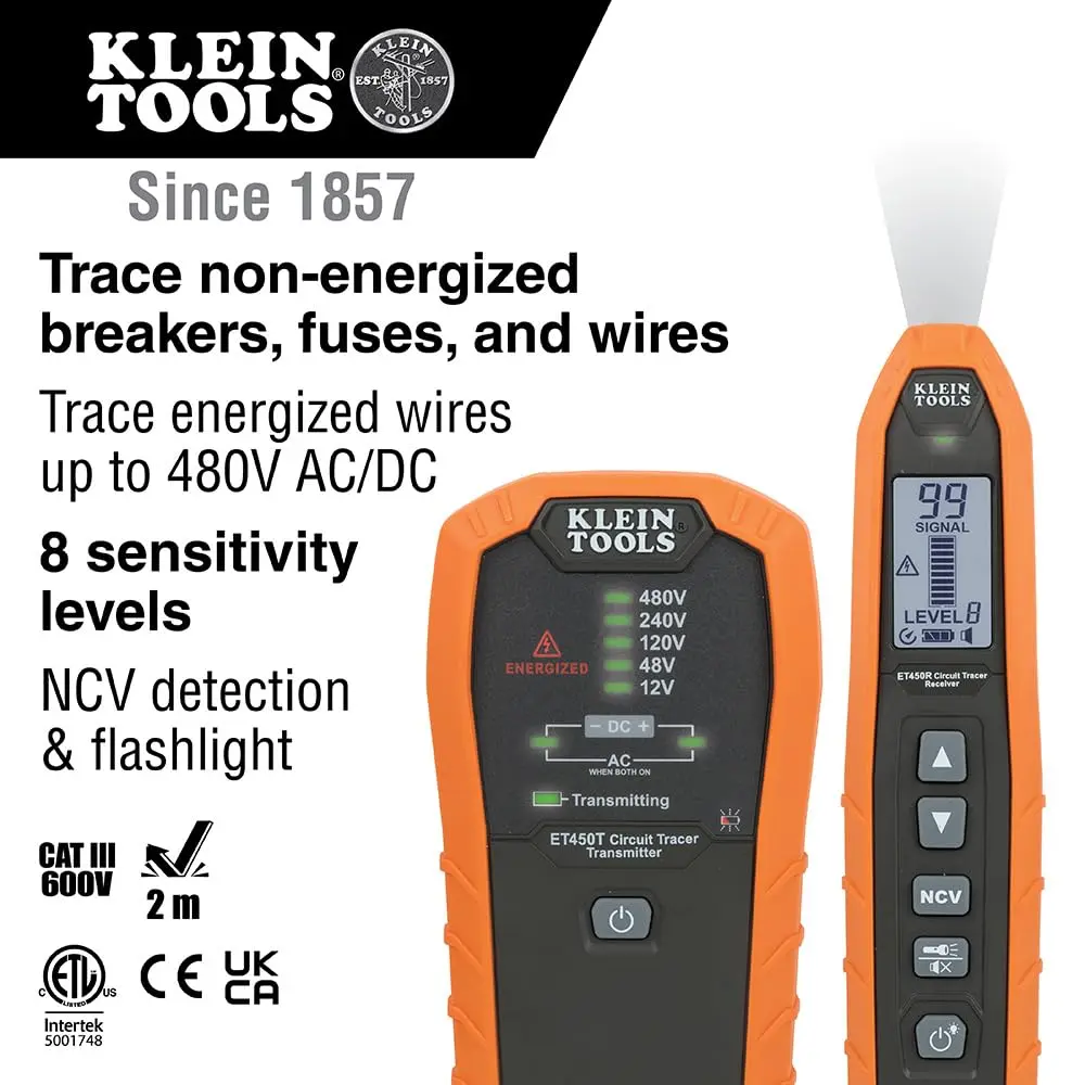 Klein Tools ET450 Advanced Circuit Breaker Finder and Wire Tracer Kit | Professional Electrical Testing Device - view 2