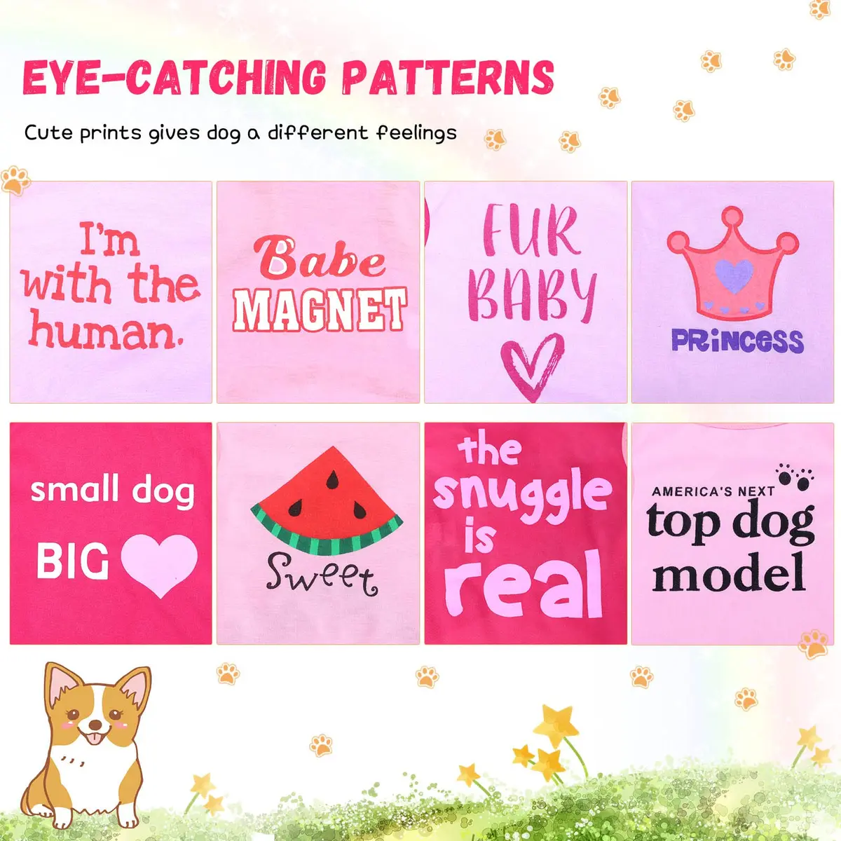 Reginary Dog Shirts Small Size | Cute Pattern, 8 Pack, Soft Cotton, Valentine Design - view 2