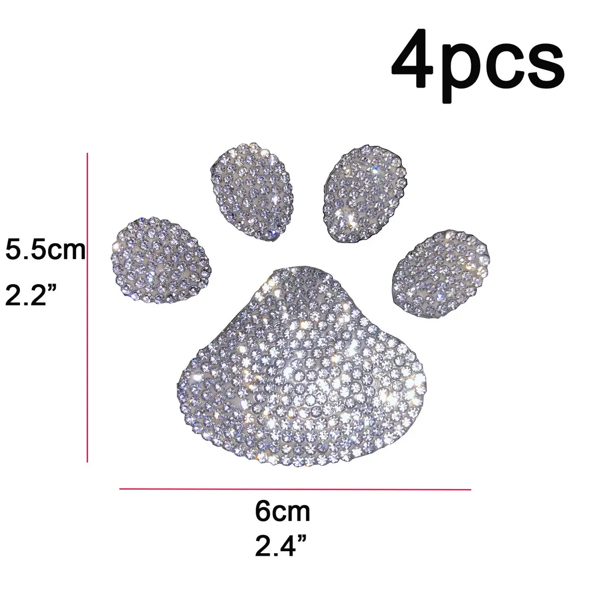 LZLRUN 4PCS Crystal 3D Chrome Dog Paw Footprint Car Decoration Sticker | Weatherproof Vinyl Decals for Cars, Laptops, and More - view 2