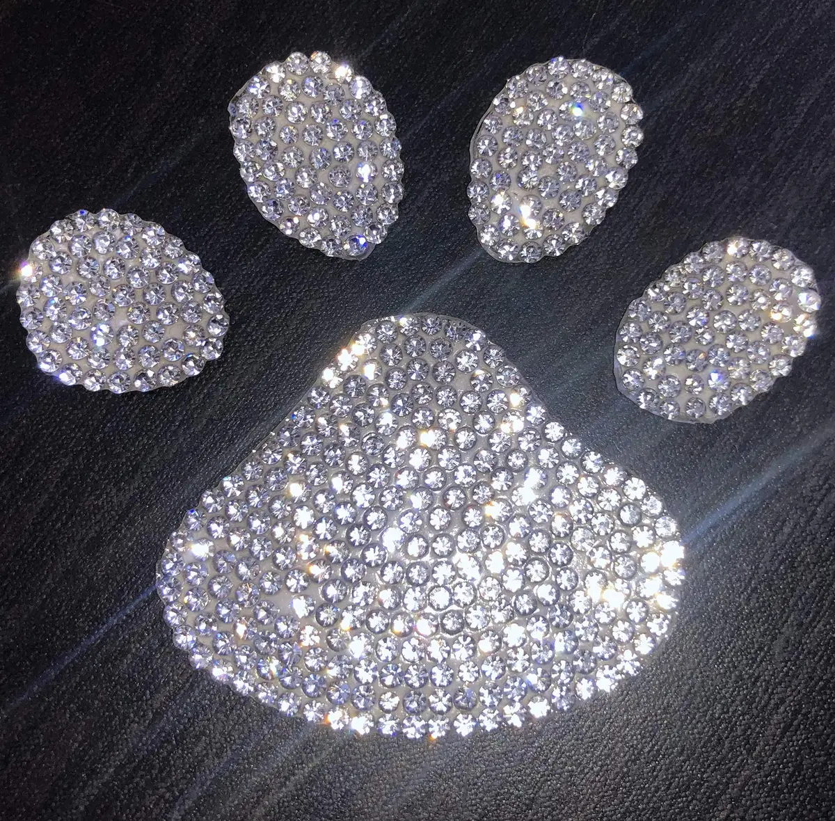 LZLRUN 4PCS Crystal 3D Chrome Dog Paw Footprint Car Decoration Sticker | Weatherproof Vinyl Decals for Cars, Laptops, and More - view 3