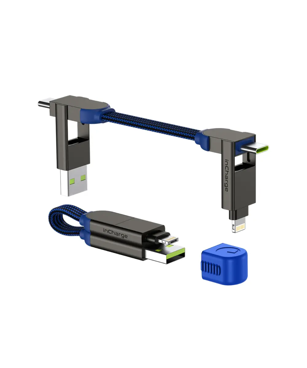 Rolling Square inCharge X Multi Charging Cable 0.15m (0.5 ft) | 6-in-1 Keychain Charger with 100W Fast Charging - main product image