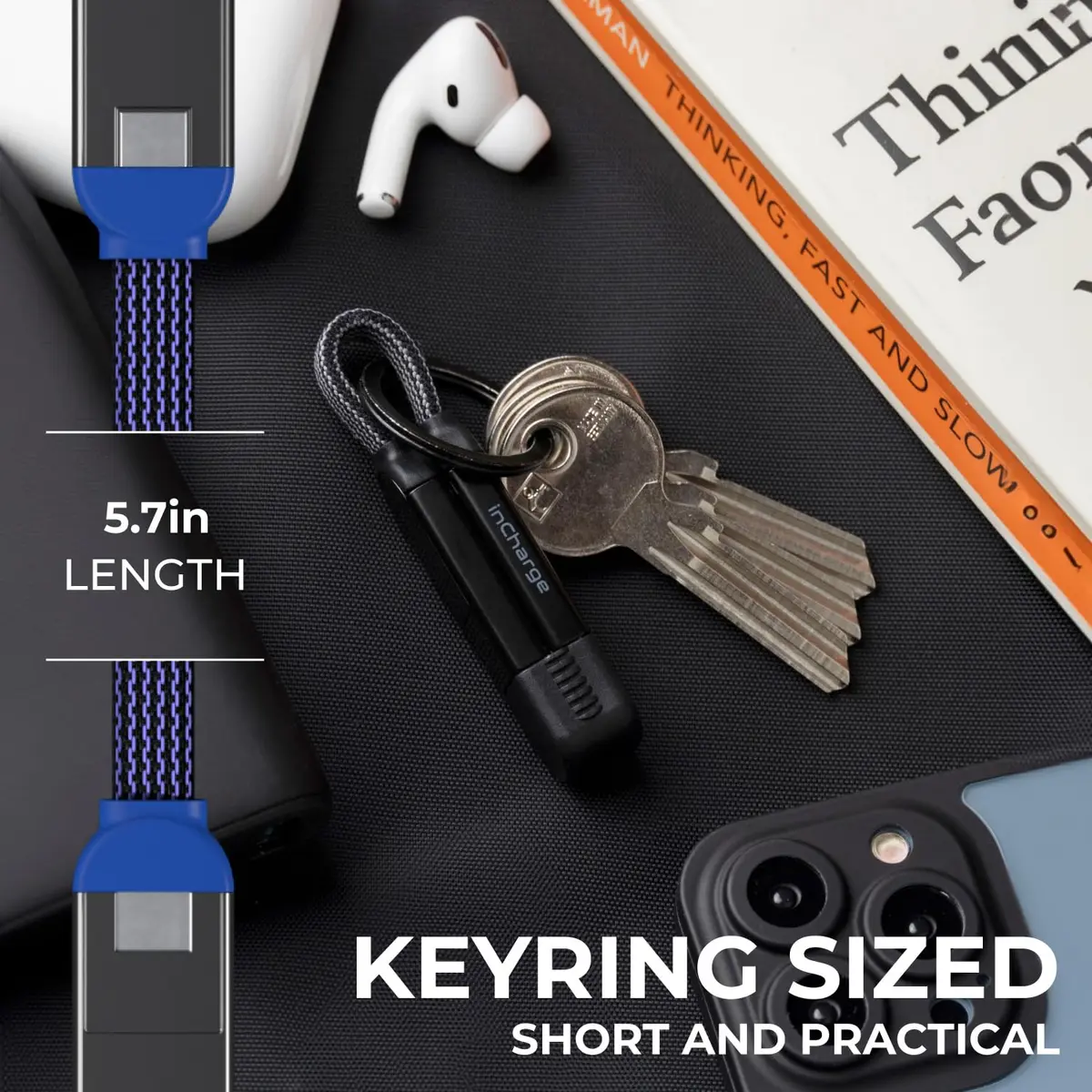 Rolling Square inCharge X Multi Charging Cable 0.15m (0.5 ft) | 6-in-1 Keychain Charger with 100W Fast Charging - view 4