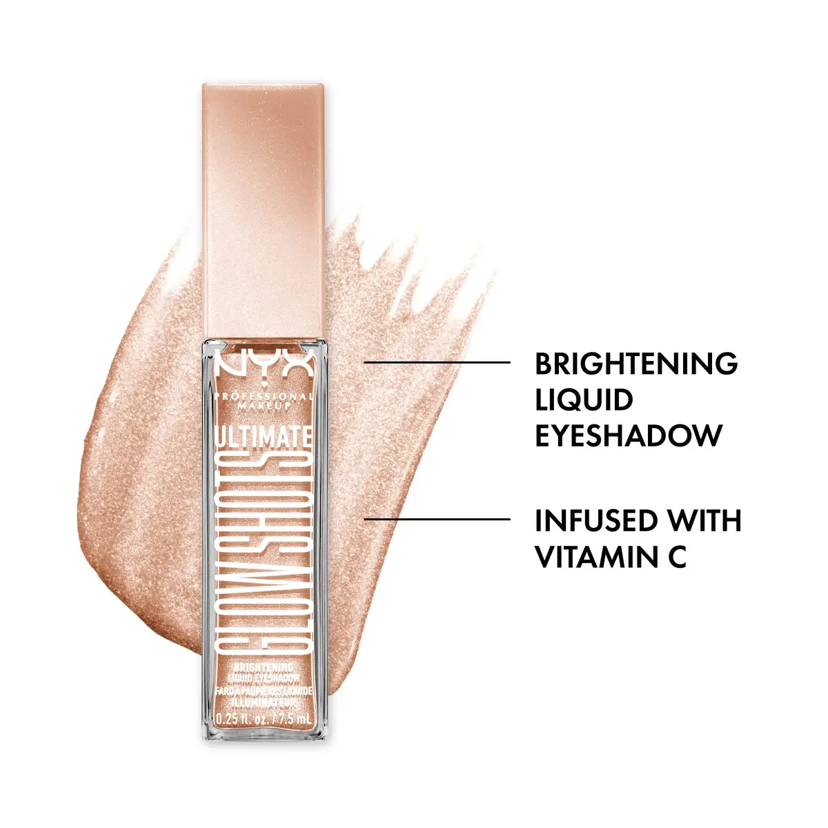 NYX PROFESSIONAL MAKEUP Ultimate Glow Shots Liquid Eyeshadow Highkey Lychee 7.4ml (0.25 Fl Oz) | Shimmer Finish with Vitamin C - view 2