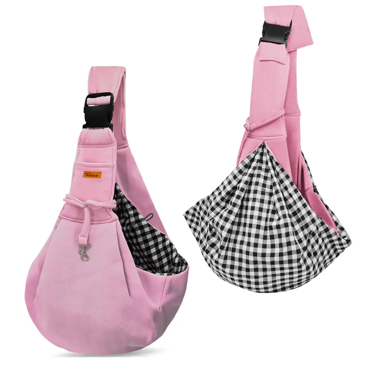 Cuby Dog and Cat Sling Carrier, Reversible Soft Pouch, Adjustable, Pink | Suitable for Small Pets - main product image