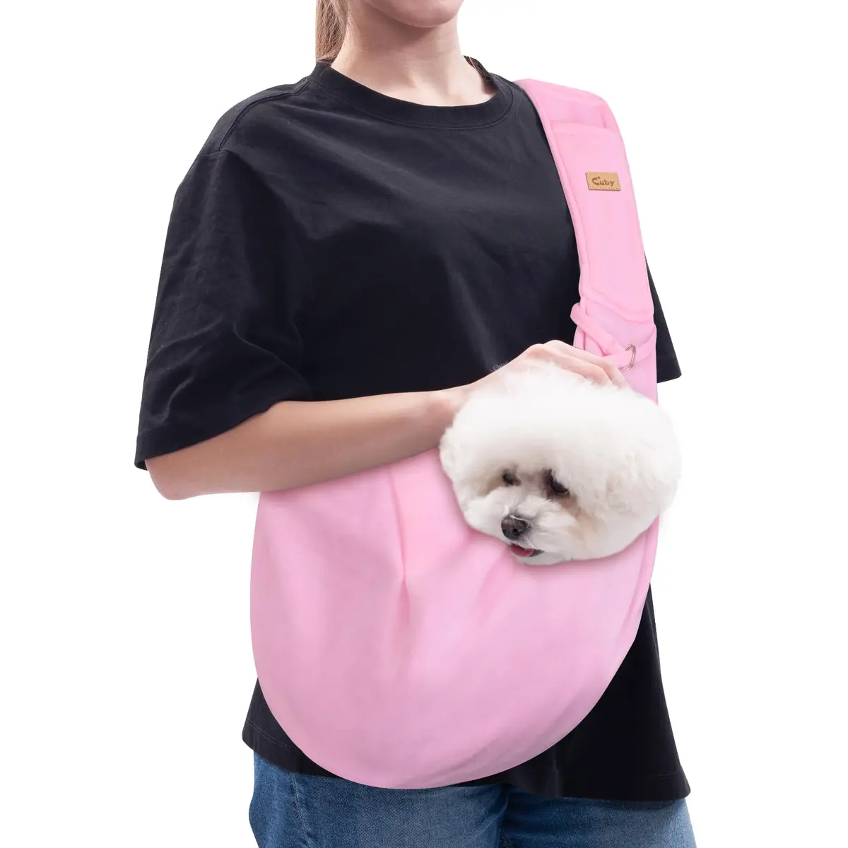 Cuby Dog and Cat Sling Carrier, Reversible Soft Pouch, Adjustable, Pink | Suitable for Small Pets - view 2