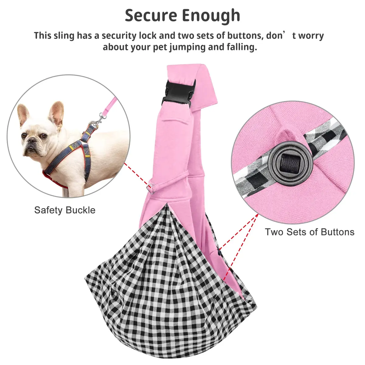 Cuby Dog and Cat Sling Carrier, Reversible Soft Pouch, Adjustable, Pink | Suitable for Small Pets - view 3