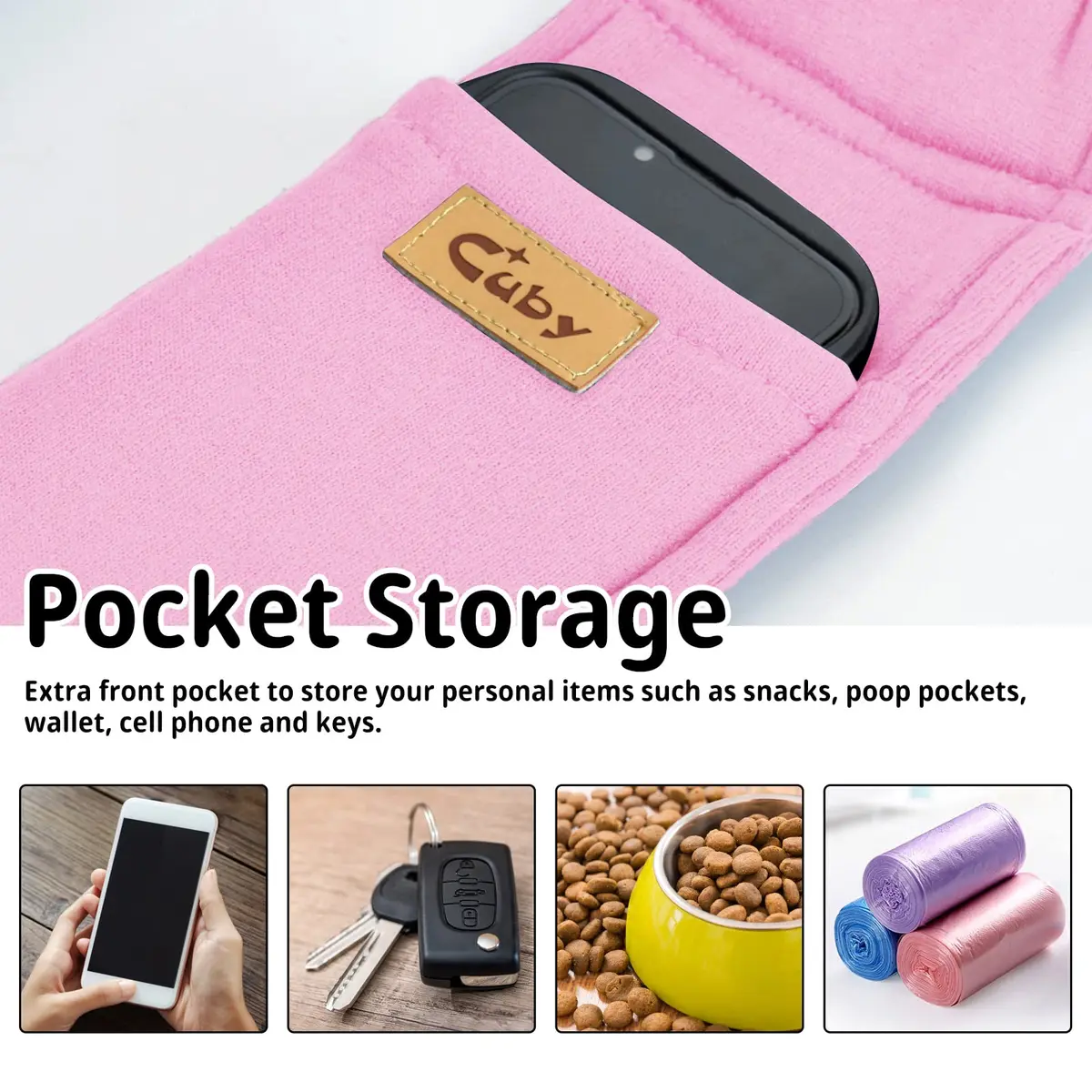 Cuby Dog and Cat Sling Carrier, Reversible Soft Pouch, Adjustable, Pink | Suitable for Small Pets - view 4