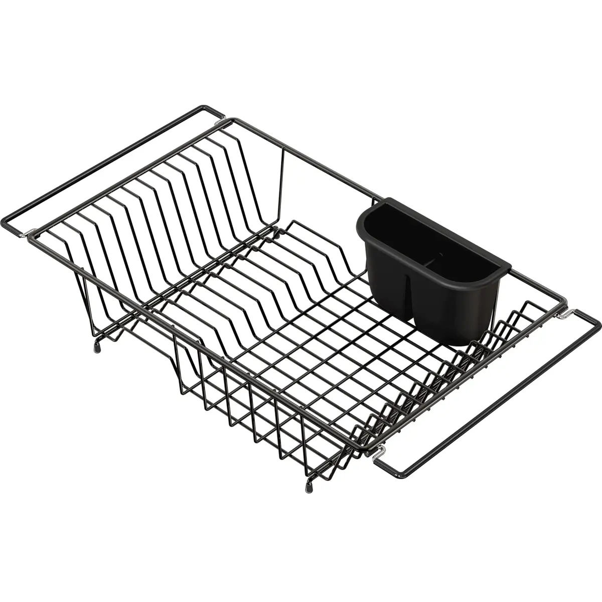 Simple Houseware Large Stainless Steel Dish Drainer Rack, Black | Over Sink Countertop Drying Rack with Utensil Holder - view 5
