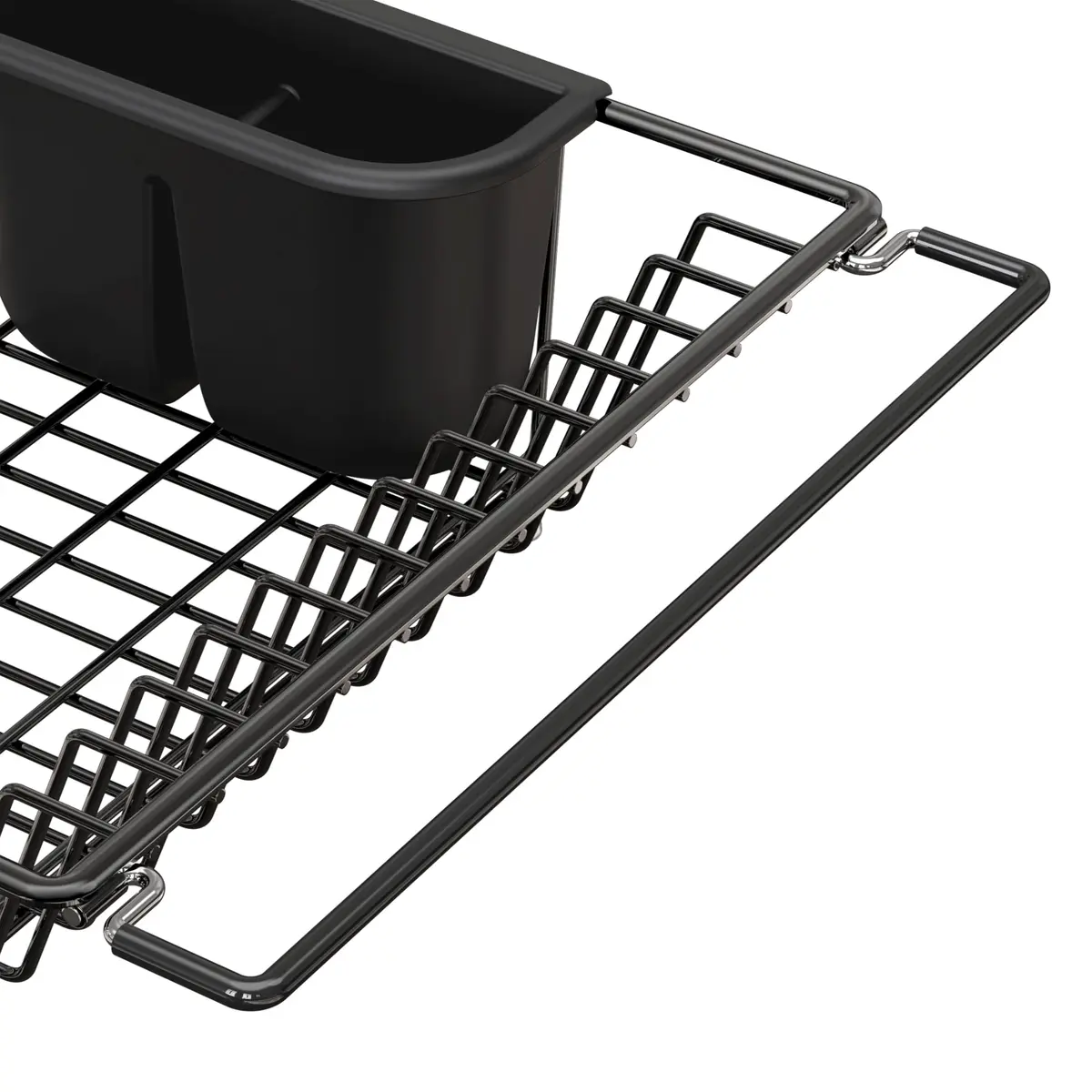 Simple Houseware Large Stainless Steel Dish Drainer Rack, Black | Over Sink Countertop Drying Rack with Utensil Holder - view 8