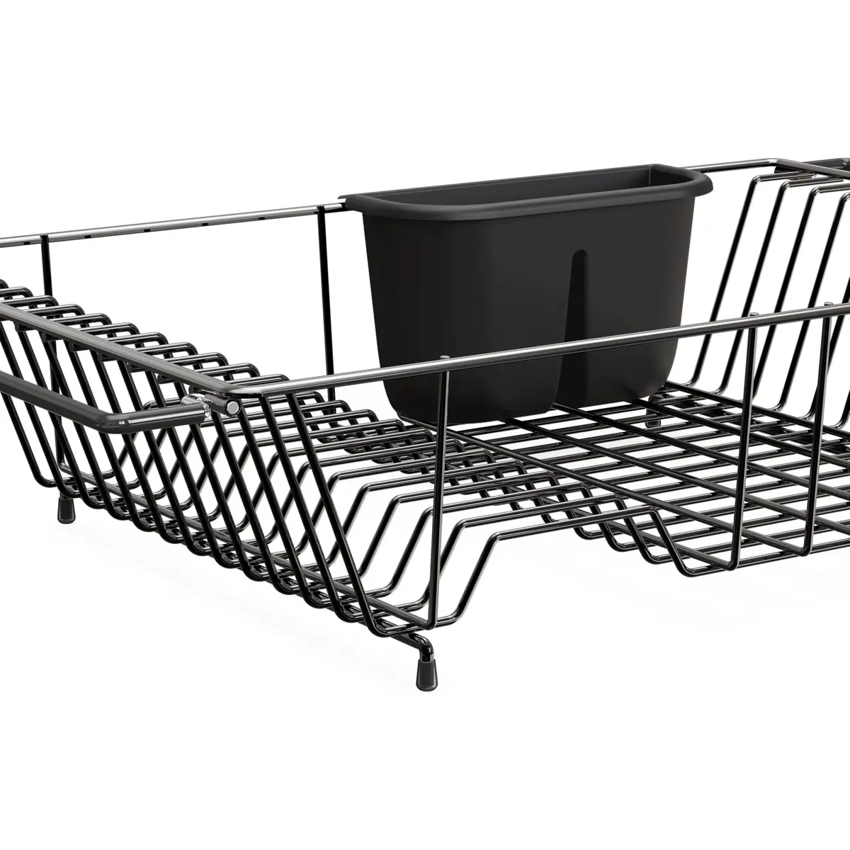 Simple Houseware Large Stainless Steel Dish Drainer Rack, Black | Over Sink Countertop Drying Rack with Utensil Holder - view 9