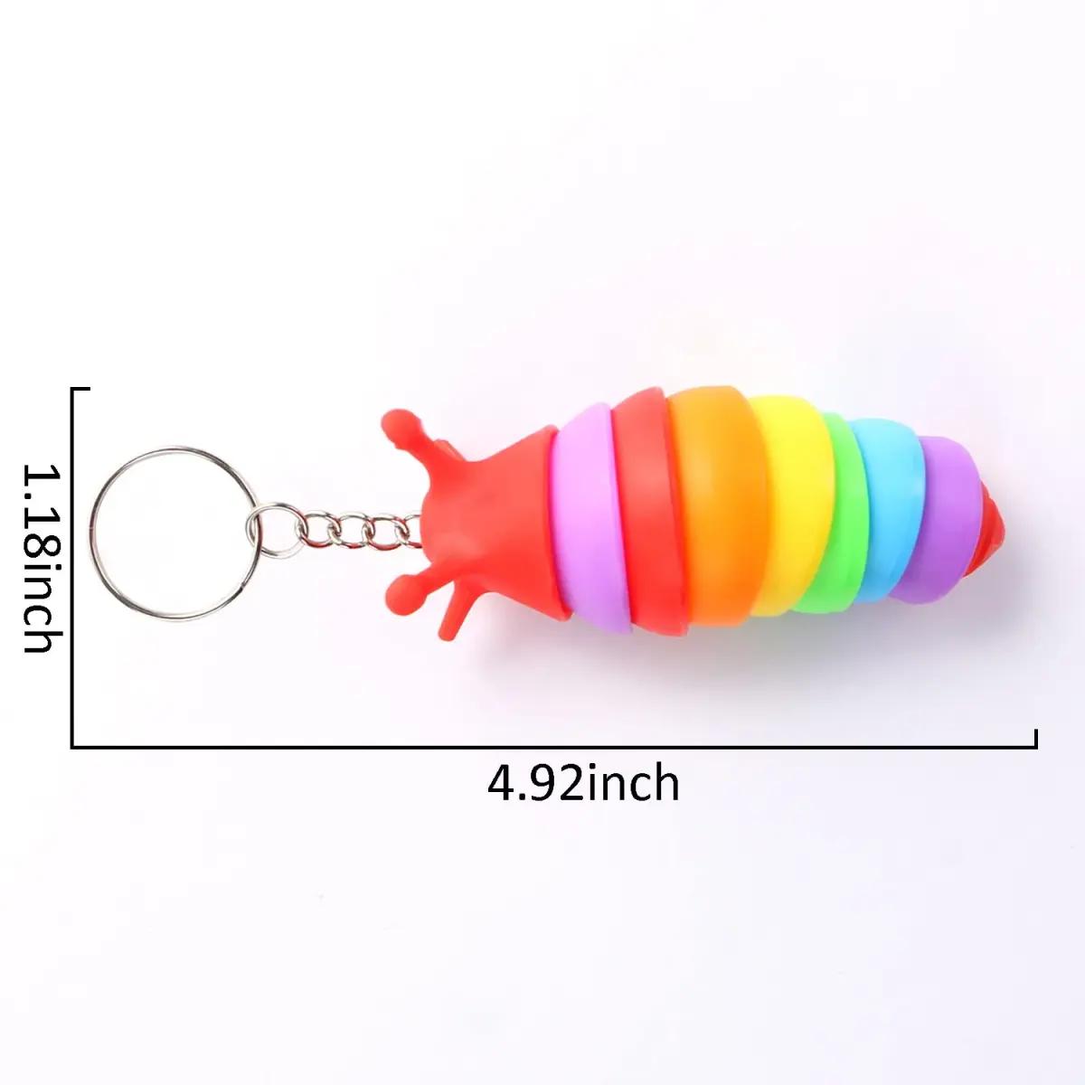 MEIEST 6 PCS Mini Fidget Slug Keychains | 3D Articulated Caterpillar Stress Toys - view 7