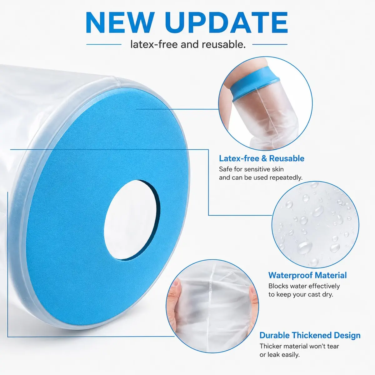 Divvsck PICC Line Shower Cover Size:M Waterproof Reusable Arm Protector for Chemotherapy & Wound Care - view 3