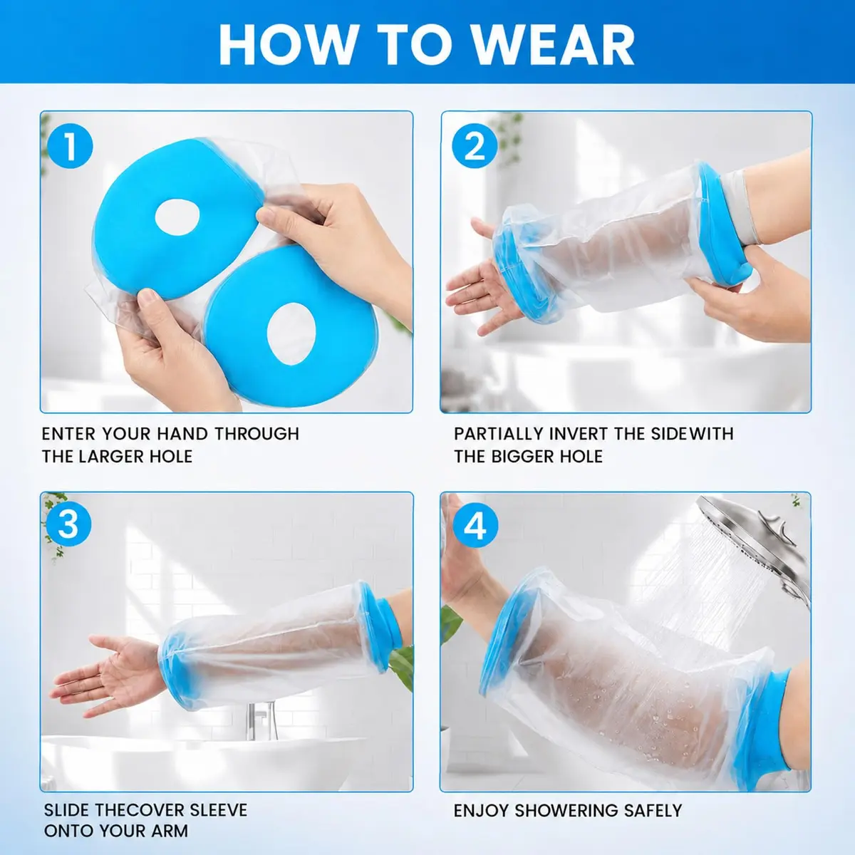 Divvsck PICC Line Shower Cover Size:M Waterproof Reusable Arm Protector for Chemotherapy & Wound Care - view 4