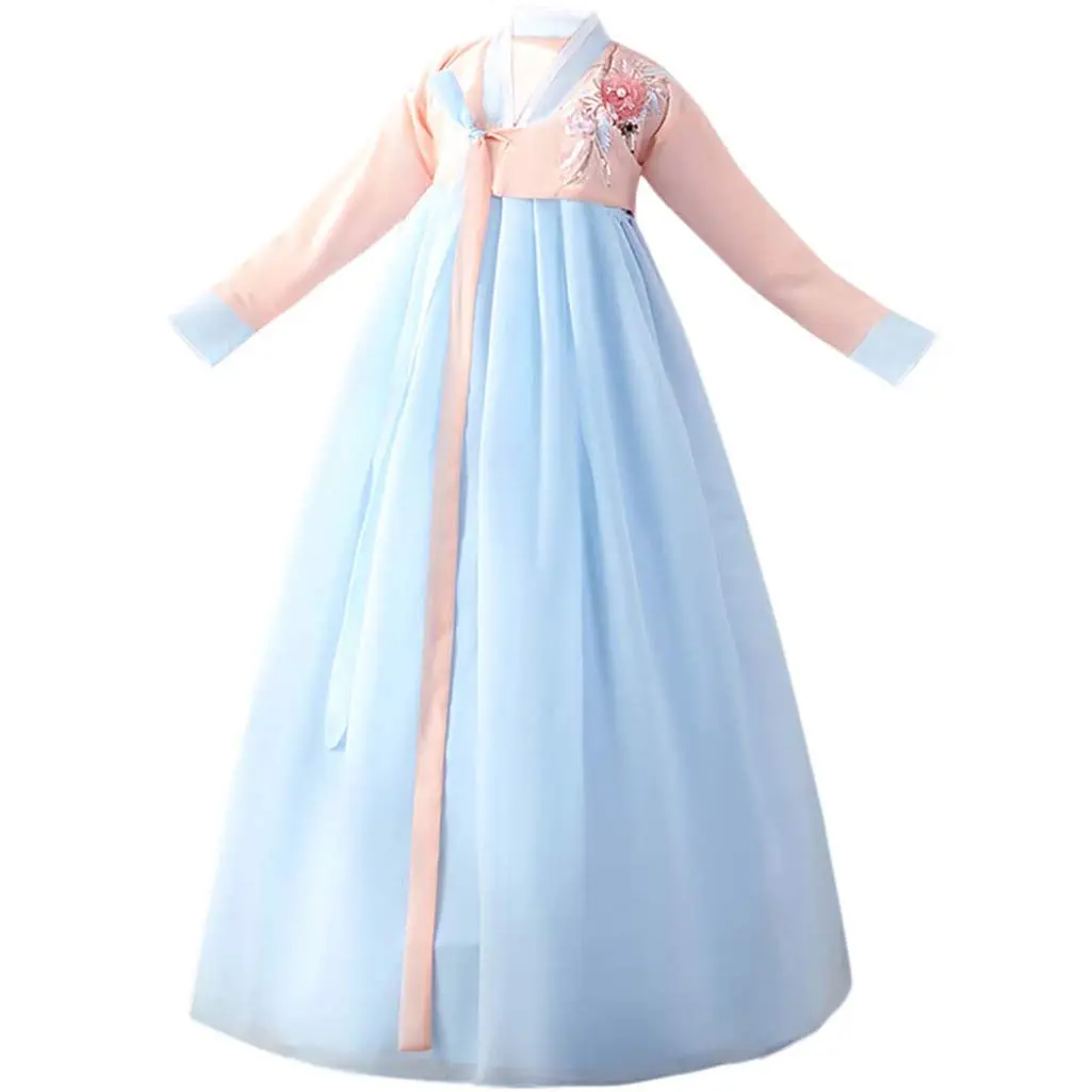 StarDY Korean Hanbok Traditional Dress M (Pink+Blue) | Authentic Korean Palace Wedding Dance Costume - view 5