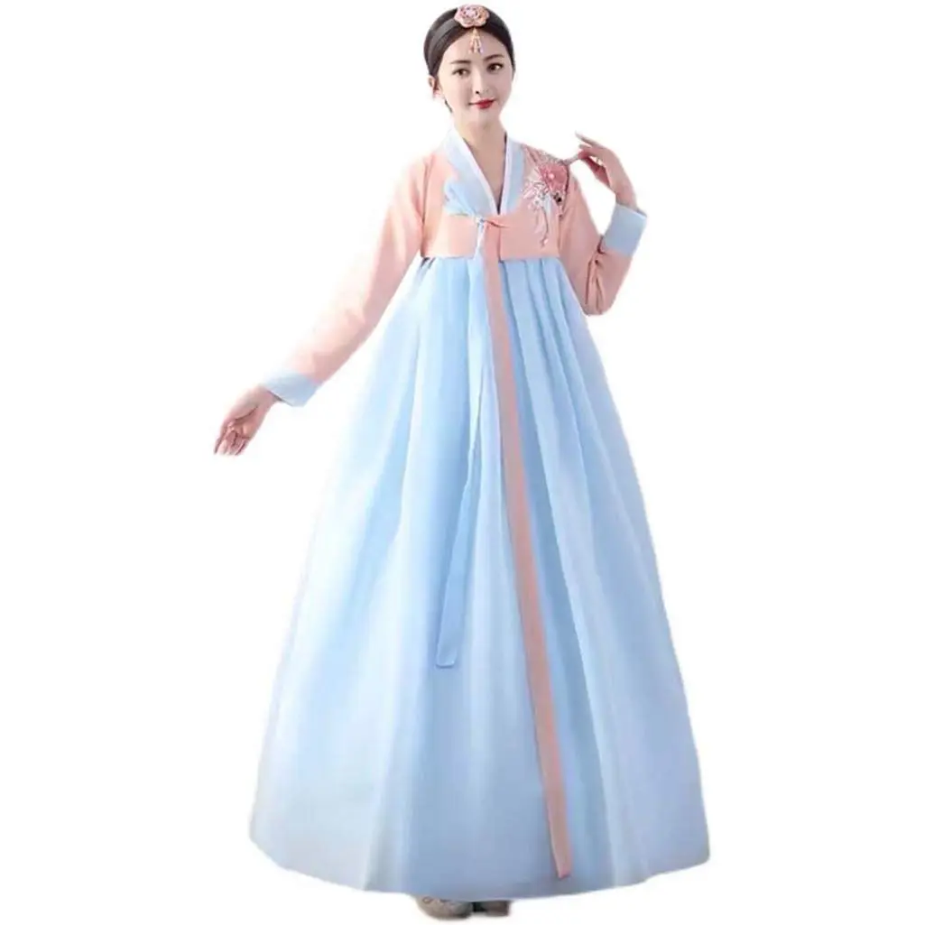 StarDY Korean Hanbok Traditional Dress M (Pink+Blue) | Authentic Korean Palace Wedding Dance Costume - view 2
