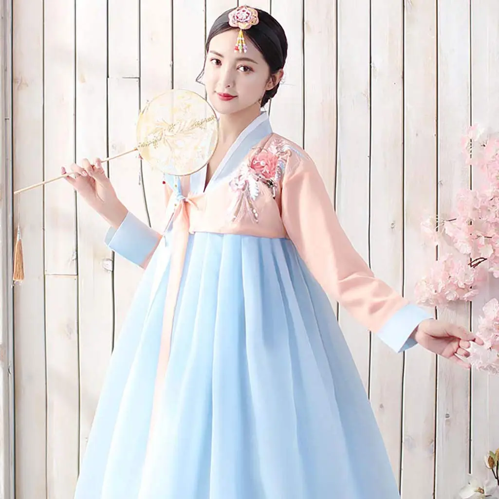 StarDY Korean Hanbok Traditional Dress M (Pink+Blue) | Authentic Korean Palace Wedding Dance Costume - view 3
