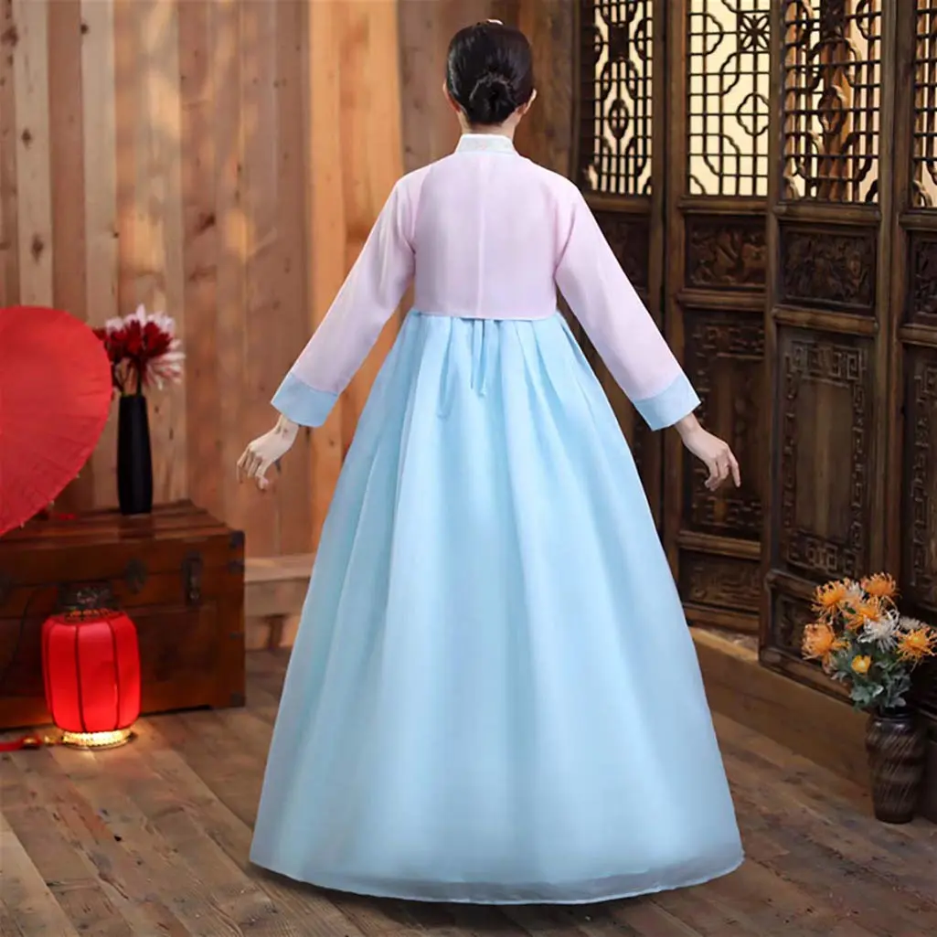 StarDY Korean Hanbok Traditional Dress M (Pink+Blue) | Authentic Korean Palace Wedding Dance Costume - view 4