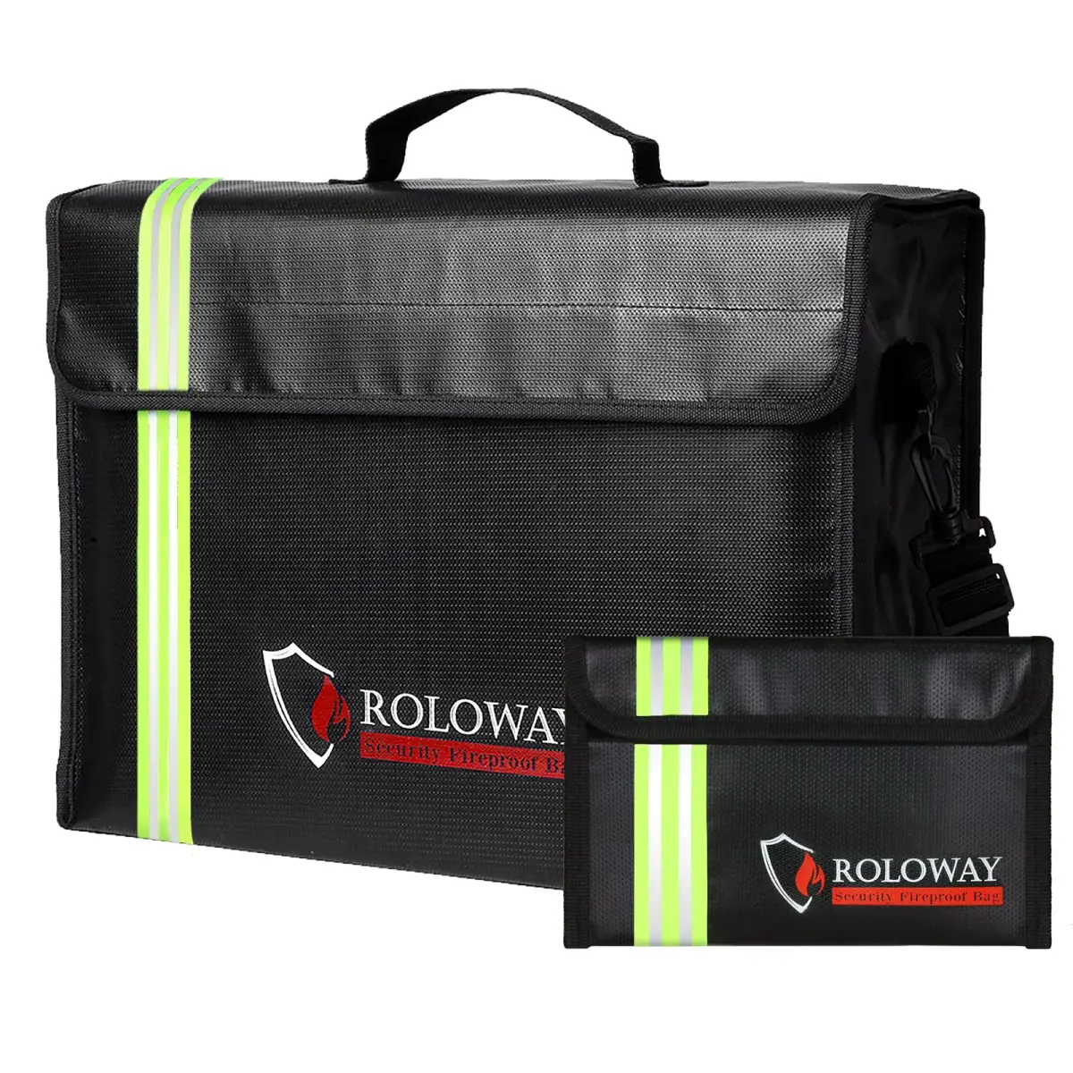 ROLOWAY Large Fireproof Document Bag 43cm (17 x 12 x 5.8 inches) | Water Resistant with Reflective Strip - main product image