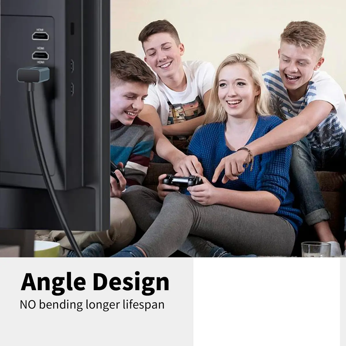 Twozoh Flexible HDMI to HDMI Cable Up Angled 270° 0.3m (1FT) | Supports 4K@60Hz - view 6