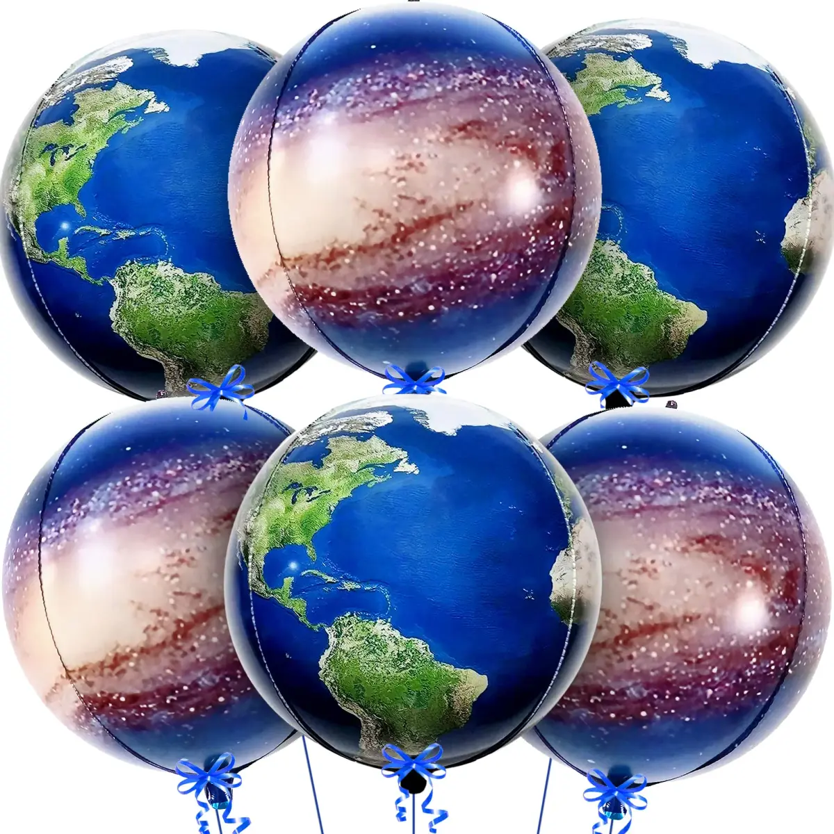 KatchOn Globe and Galaxy Balloons 22 Inch (55.88 cm) Pack of 6 | Helium Supported 4D Sphere Effect - main product image