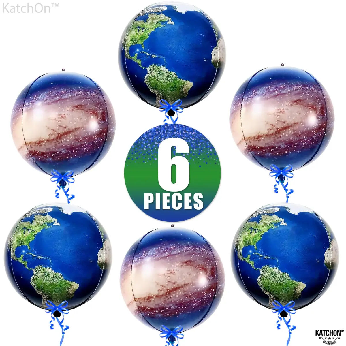 KatchOn Globe and Galaxy Balloons 22 Inch (55.88 cm) Pack of 6 | Helium Supported 4D Sphere Effect - view 6