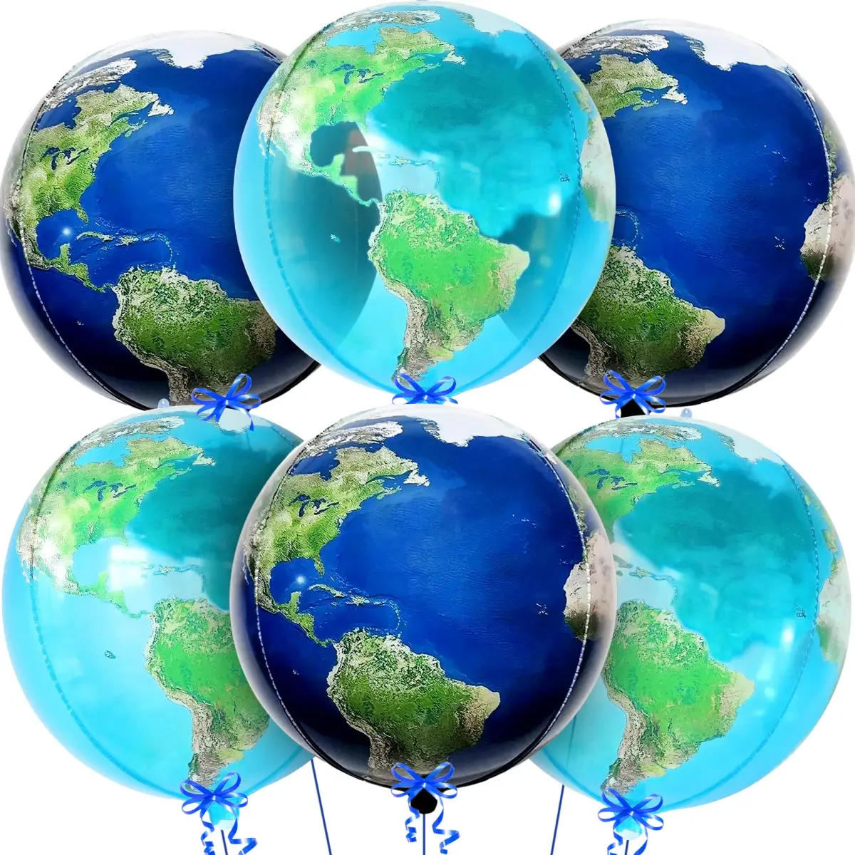 KatchOn 22 Inch Globe Balloons for Globe Decorations - Pack of 6 | Helium Supported Mylar Foil Balloons - main product image