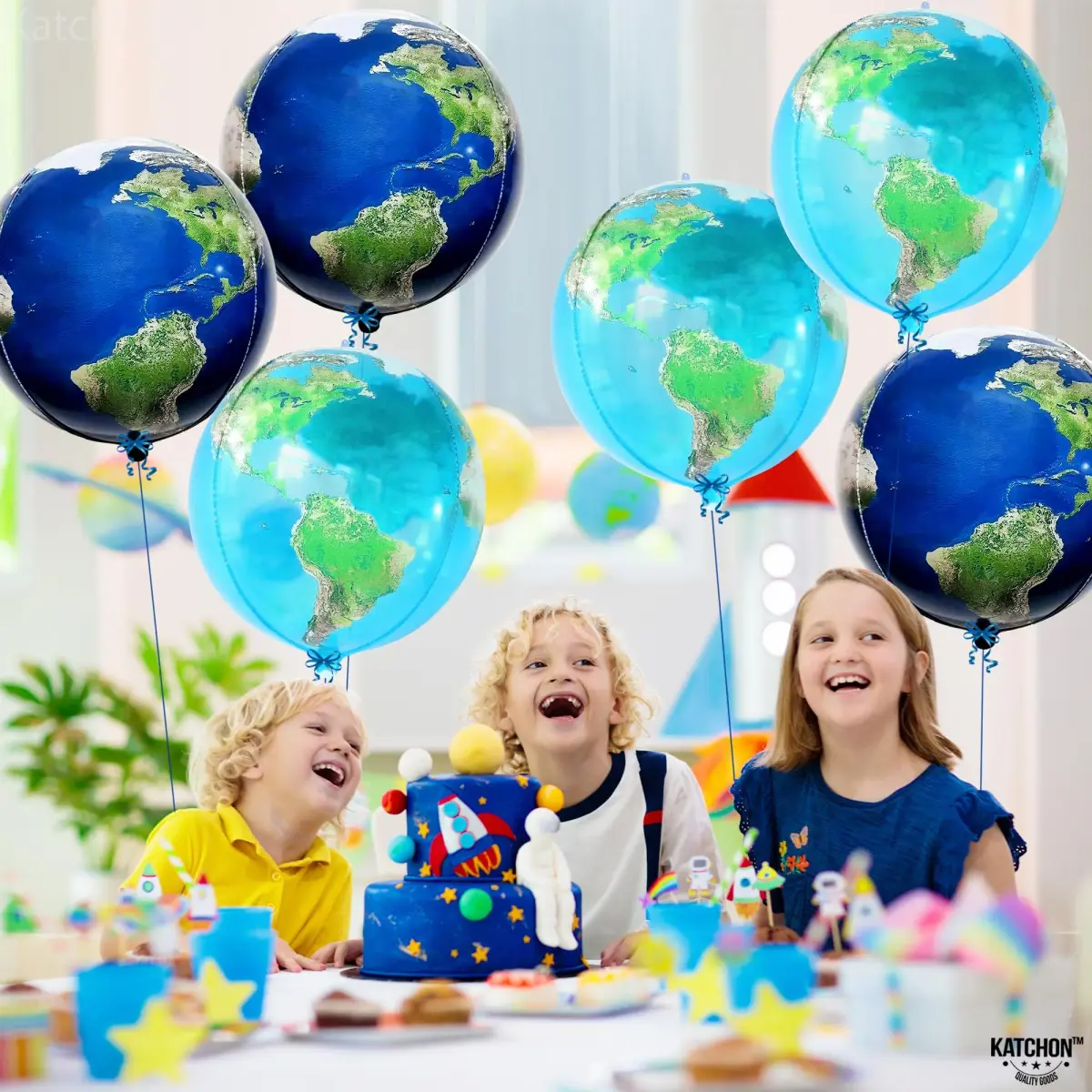 KatchOn 22 Inch Globe Balloons for Globe Decorations - Pack of 6 | Helium Supported Mylar Foil Balloons - view 7