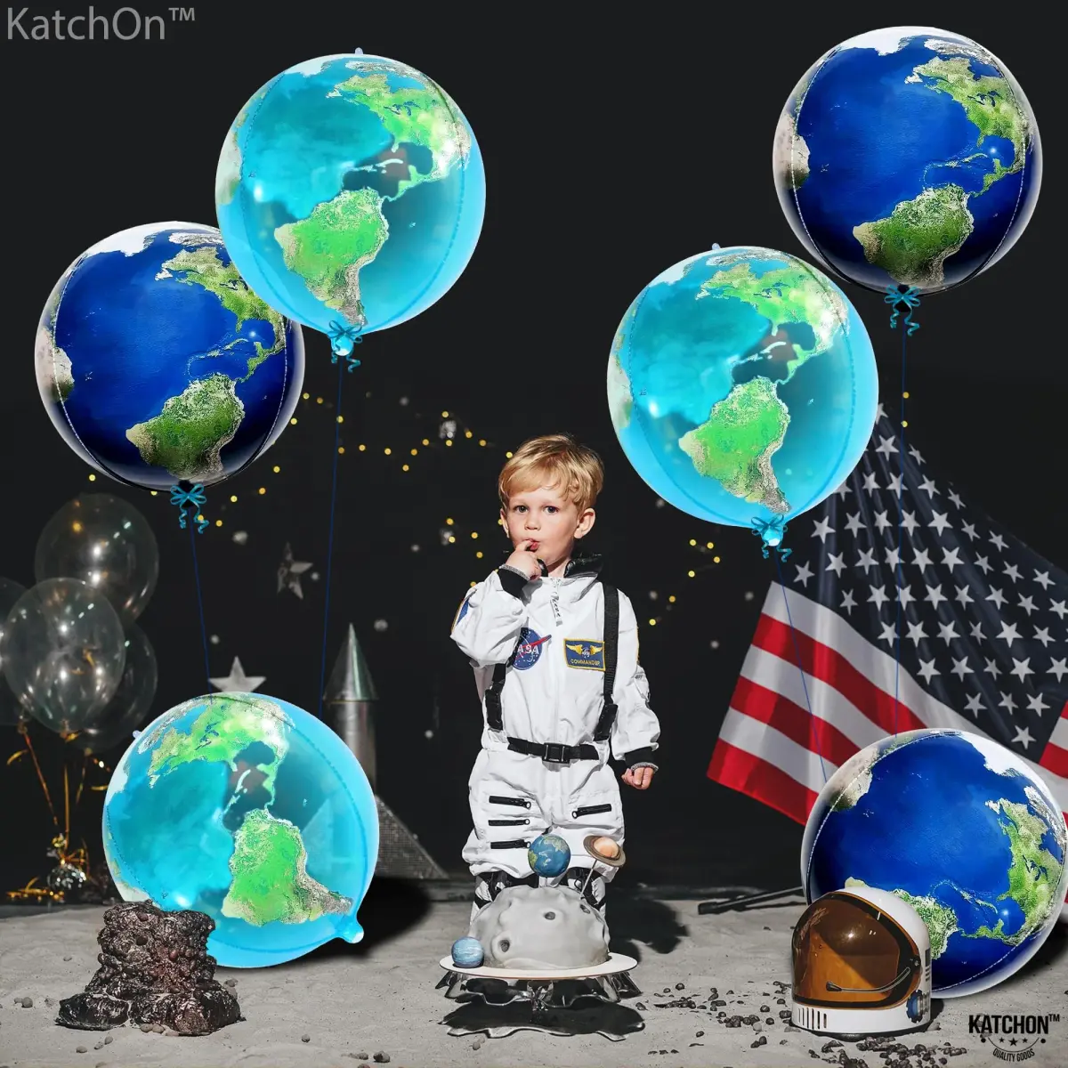 KatchOn 22 Inch Globe Balloons for Globe Decorations - Pack of 6 | Helium Supported Mylar Foil Balloons - view 4
