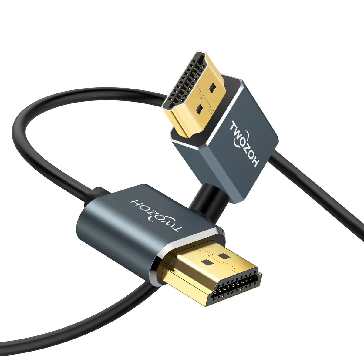 Twozoh Flexible HDMI to HDMI Cable Left Angled 90° 1FT | Supports 4K@60Hz & HDR - main product image