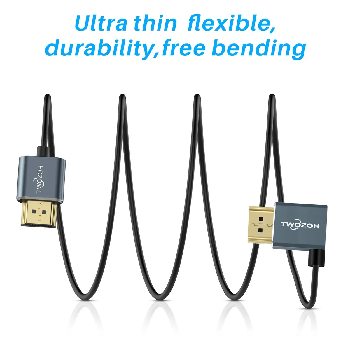 Twozoh Flexible HDMI to HDMI Cable Left Angled 90° 1FT | Supports 4K@60Hz & HDR - view 2