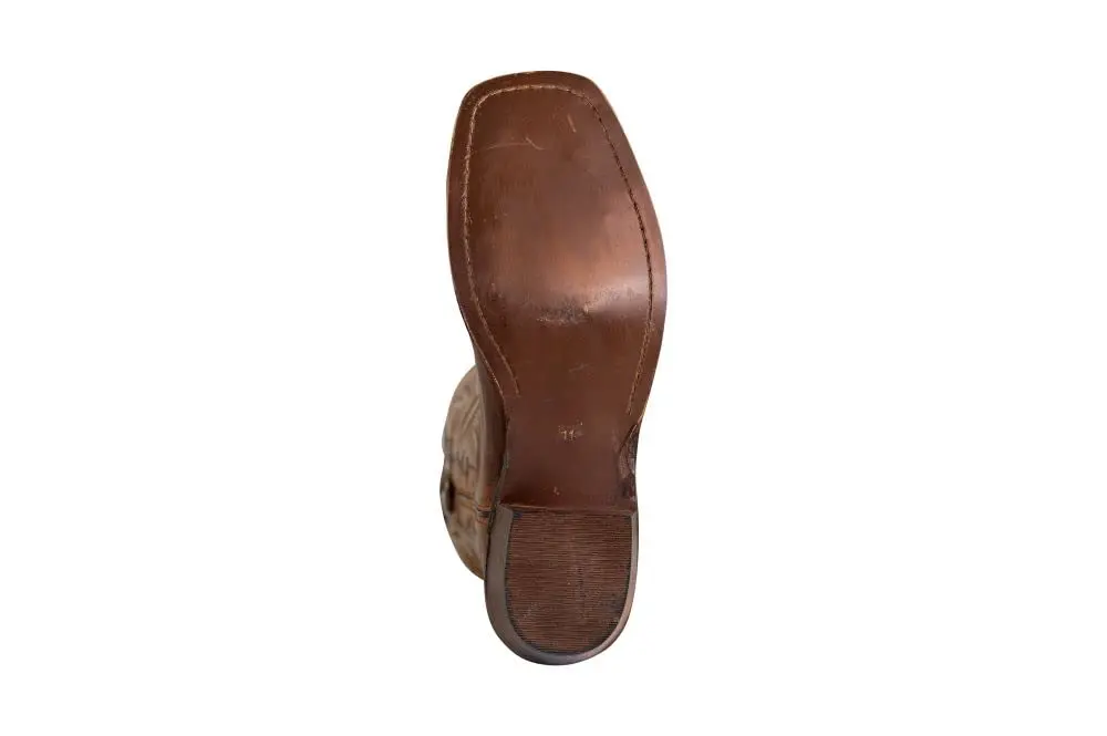 TuffRider Men’s Old Faithful Leather Embroidered Wide Square Toe Western Boot-Brown-15 | Durable Leather, Water-Resistant, Handmade Resin Sole - view 6