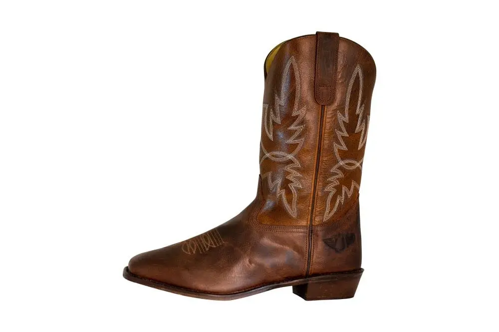 TuffRider Men’s Old Faithful Leather Embroidered Wide Square Toe Western Boot-Brown-15 | Durable Leather, Water-Resistant, Handmade Resin Sole - view 2