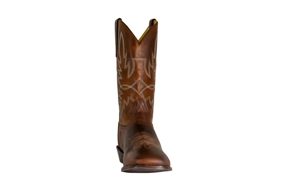TuffRider Men’s Old Faithful Leather Embroidered Wide Square Toe Western Boot-Brown-15 | Durable Leather, Water-Resistant, Handmade Resin Sole - view 3