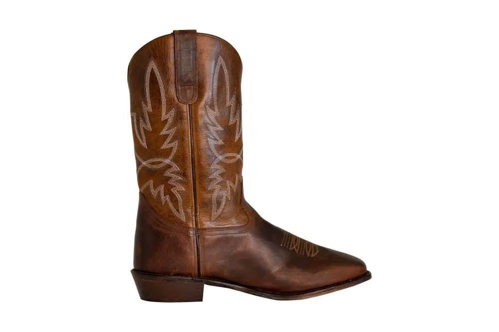 TuffRider Men’s Old Faithful Leather Embroidered Wide Square Toe Western Boot-Brown-15 | Durable Leather, Water-Resistant, Handmade Resin Sole - view 4