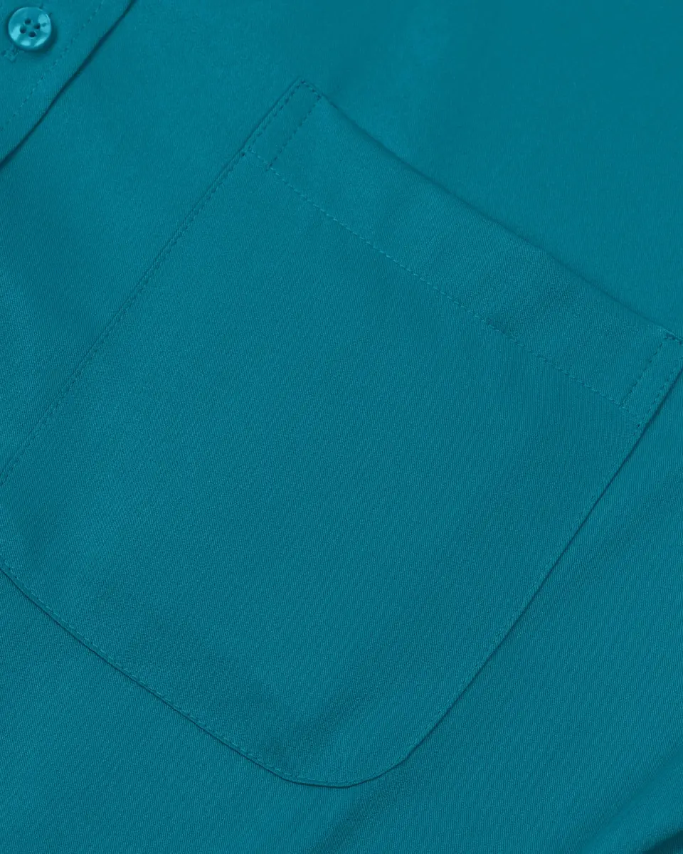 Alimens & Gentle Men's Teal Stretch Dress Shirt Large | Wrinkle-Free Business Casual Button-Down - view 6