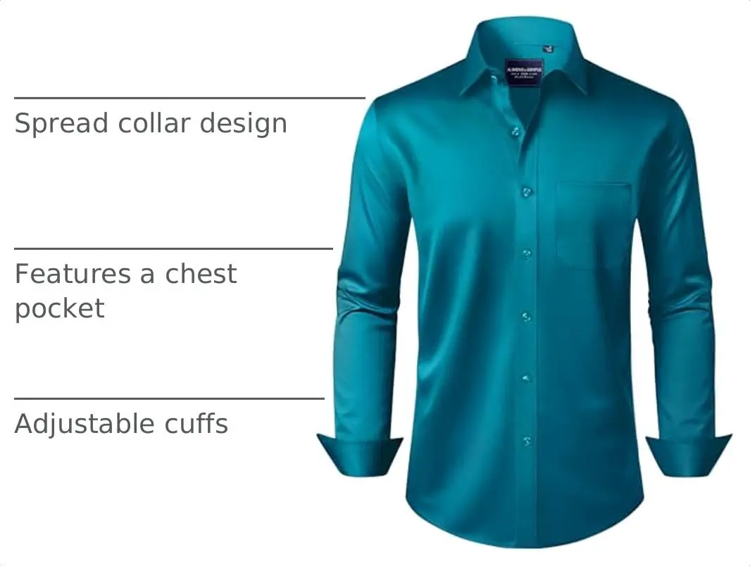Alimens & Gentle Teal Long Sleeve Wrinkle-Free Dress Shirt with Pocket | Men's Regular Fit XL - view 4