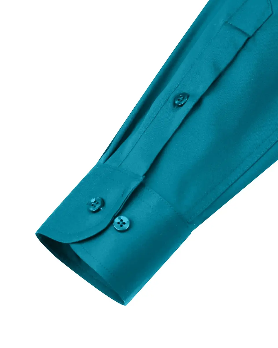Alimens & Gentle Men's Teal Stretch Long Sleeve Button Down Shirt 3XL (US Size) | Wrinkle-Free Formal & Casual Wear - view 7
