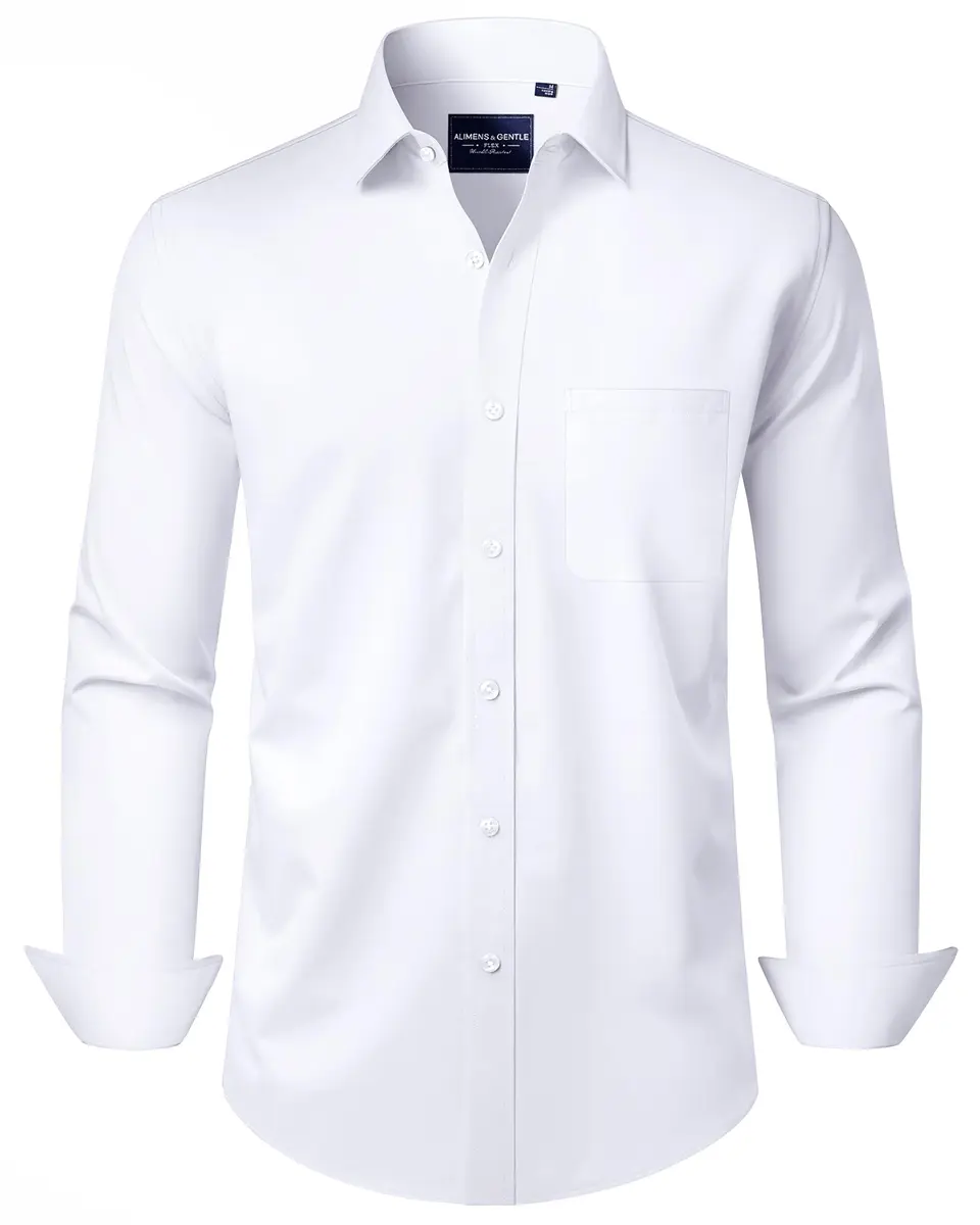 Alimens & Gentle White Men's Dress Shirt Regular Fit Long Sleeve | 100% Cotton Blend - main product image