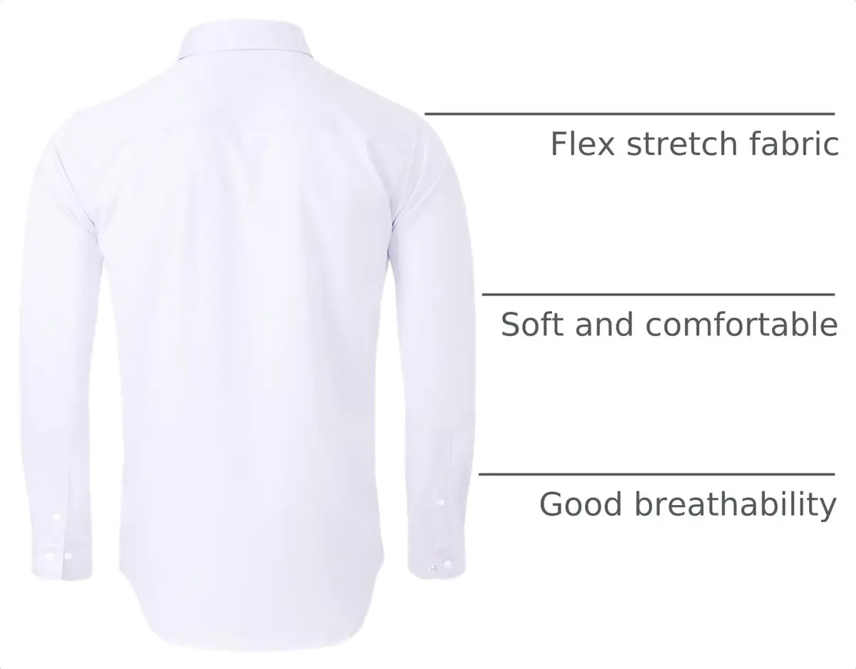 Alimens & Gentle White Men's Dress Shirt Regular Fit Long Sleeve | 100% Cotton Blend - view 4