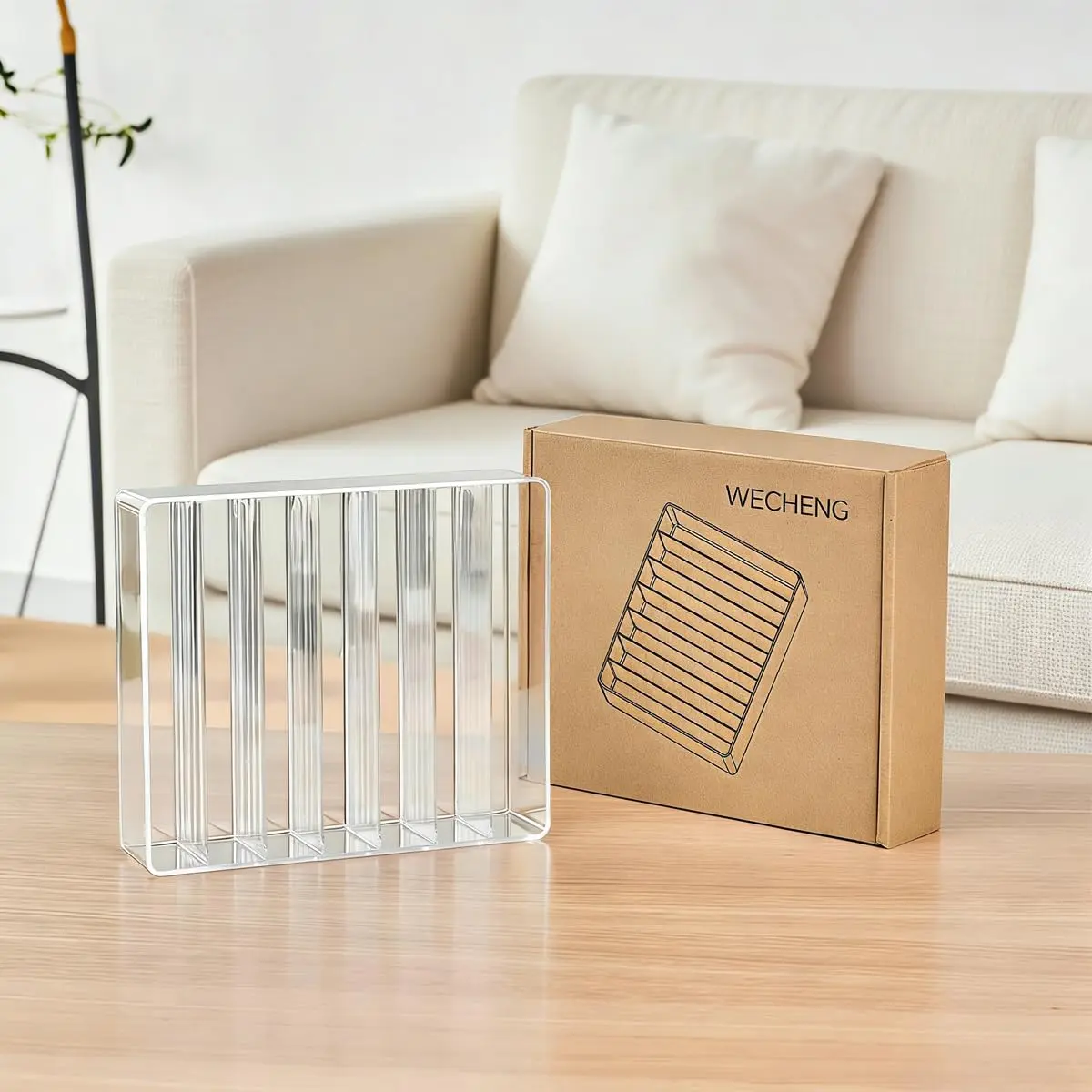 WECHENG Clear Plastic Acrylic Makeup Organizer for Makeup Palette Organizer | 7 Compartments, Large Capacity, Transparent - view 7