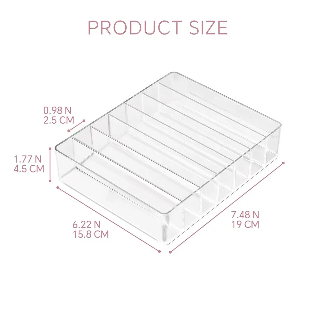 WECHENG Clear Plastic Acrylic Makeup Organizer for Makeup Palette Organizer | 7 Compartments, Large Capacity, Transparent - view 2