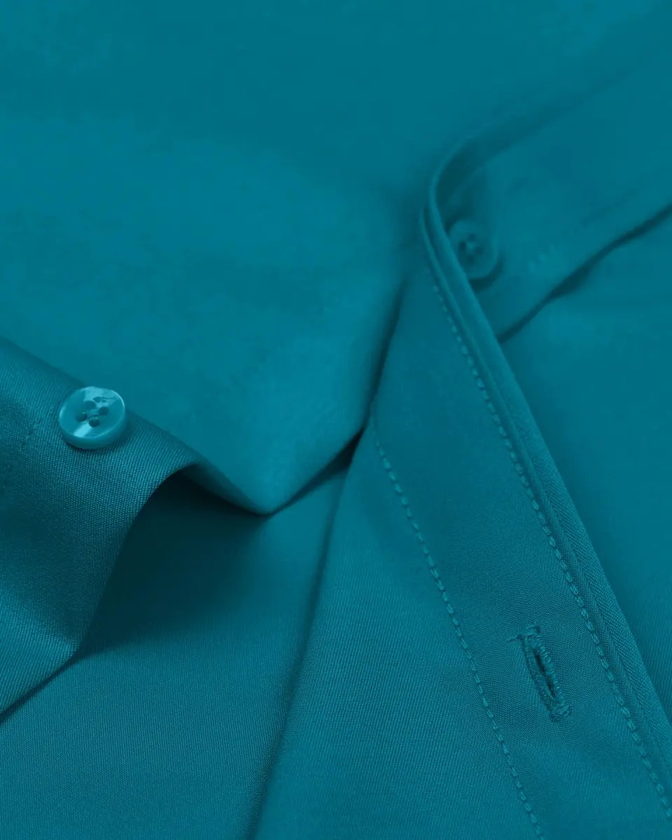 Alimens & Gentle Teal Long Sleeve Wrinkle Free Button Down Shirt with Pocket | XX-Large (XXL) Regular Fit - view 5