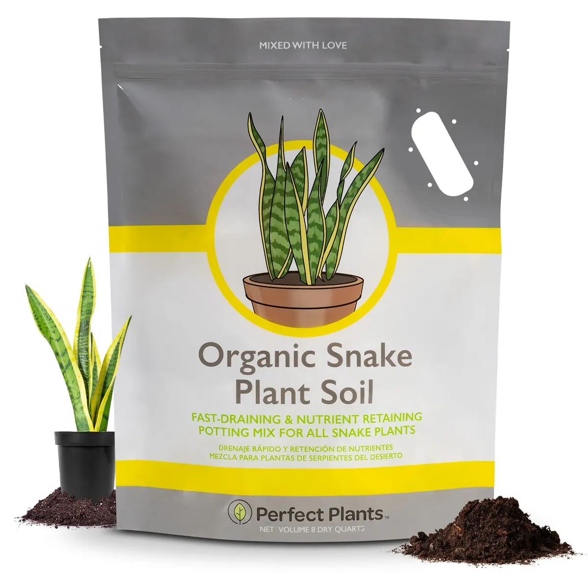 Perfect Plants Snake Plant Soil, 8 qt | Fast Drainage & All-Natural Materials - main product image