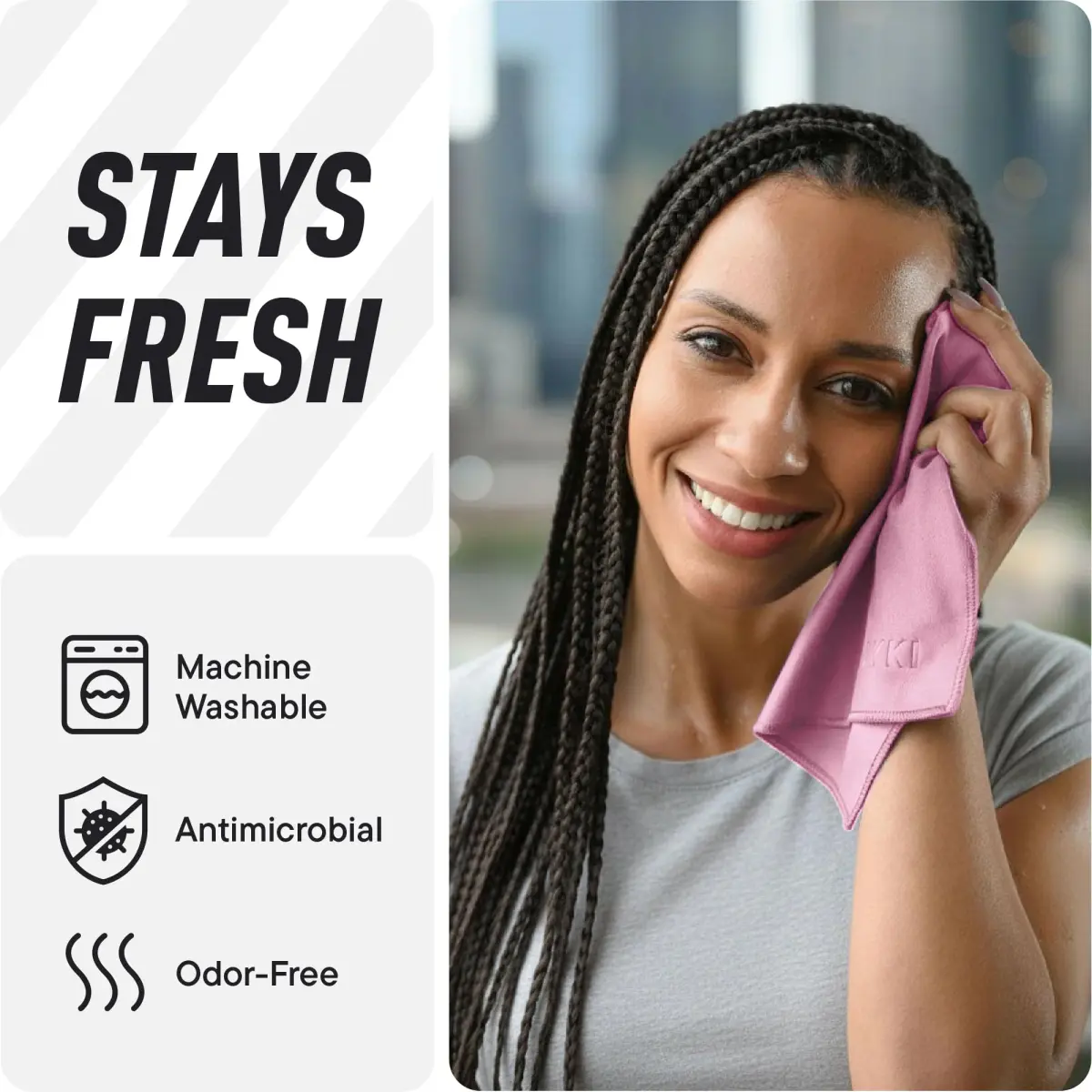 DRYKI Microfiber Sweat Towels 25cm x 25cm (10" x 10") | Quick Dry, Super Absorbent, Odor-Resistant - view 8