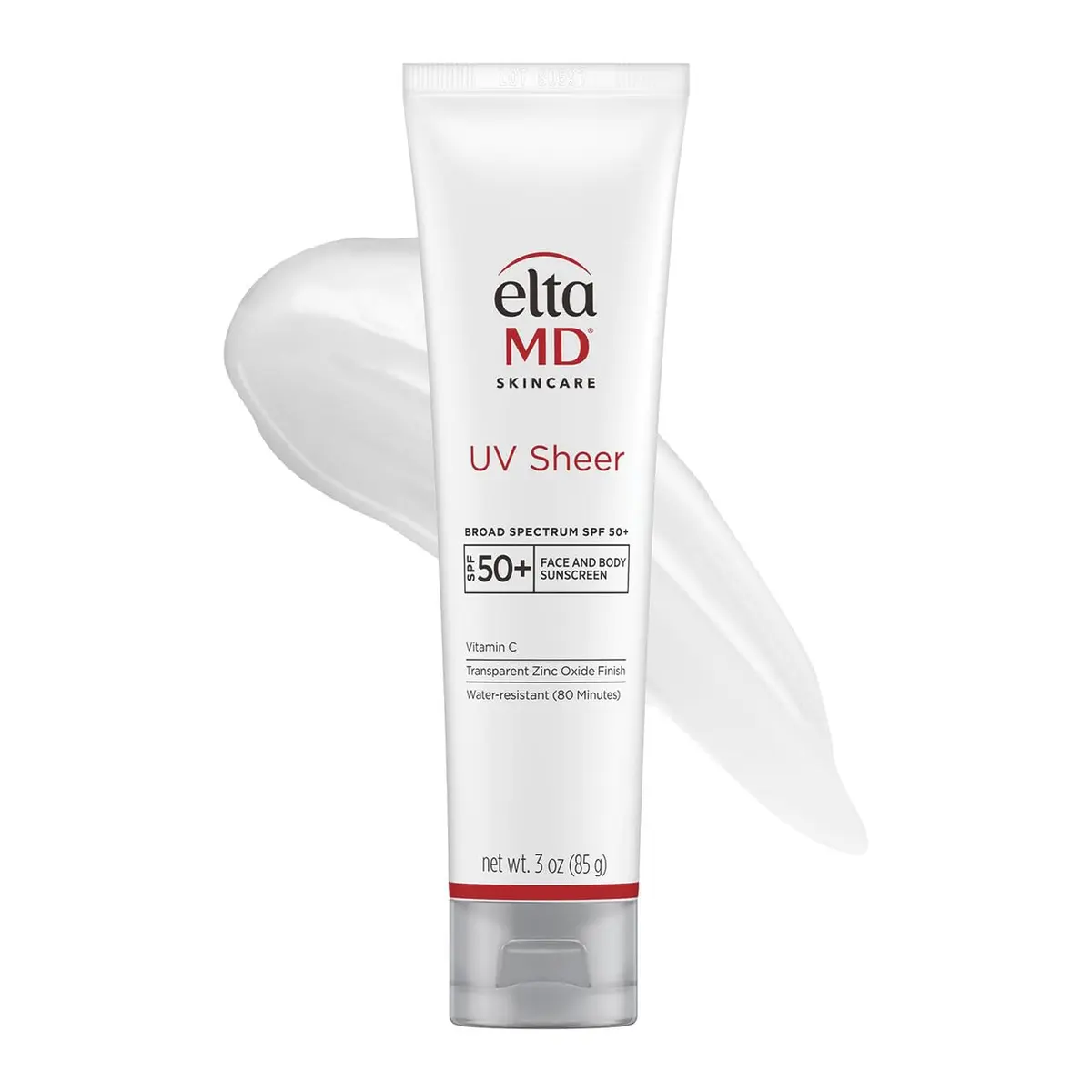 EltaMD UV Sheer Sunscreen SPF 50+ - Face & Body, Oil-Free, No White Cast, Zinc Oxide Formula, 85g (3 oz) | Hydrating - main product image