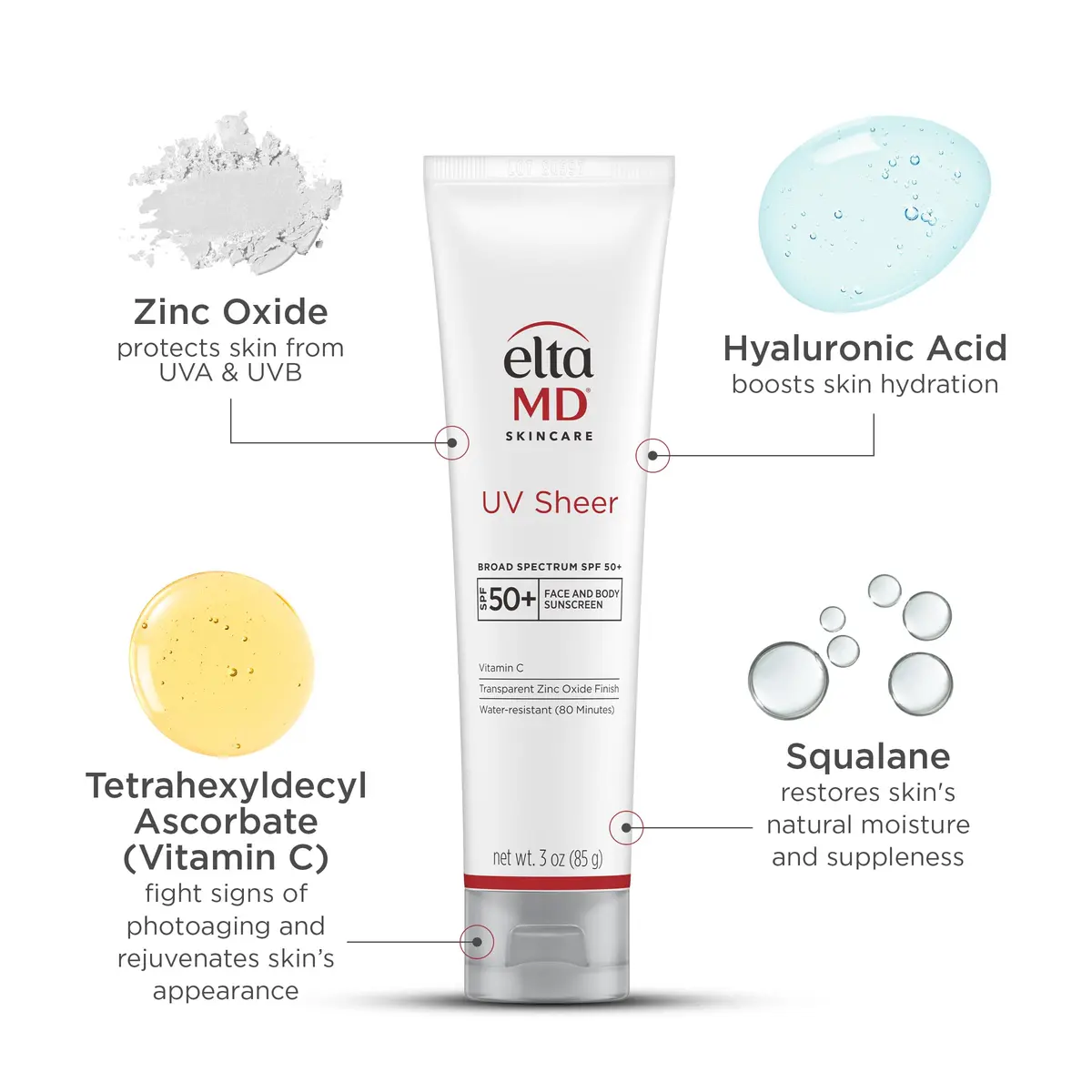 EltaMD UV Sheer Sunscreen SPF 50+ - Face & Body, Oil-Free, No White Cast, Zinc Oxide Formula, 85g (3 oz) | Hydrating - view 3