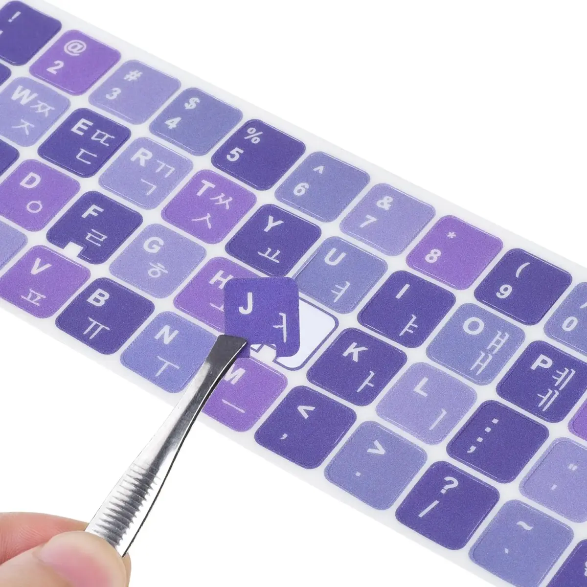 DAMMOMKO Korean Keyboard Stickers 2 Pack | Purple & White Lettering, Vinyl, Laptop & Desktop Compatible - main product image