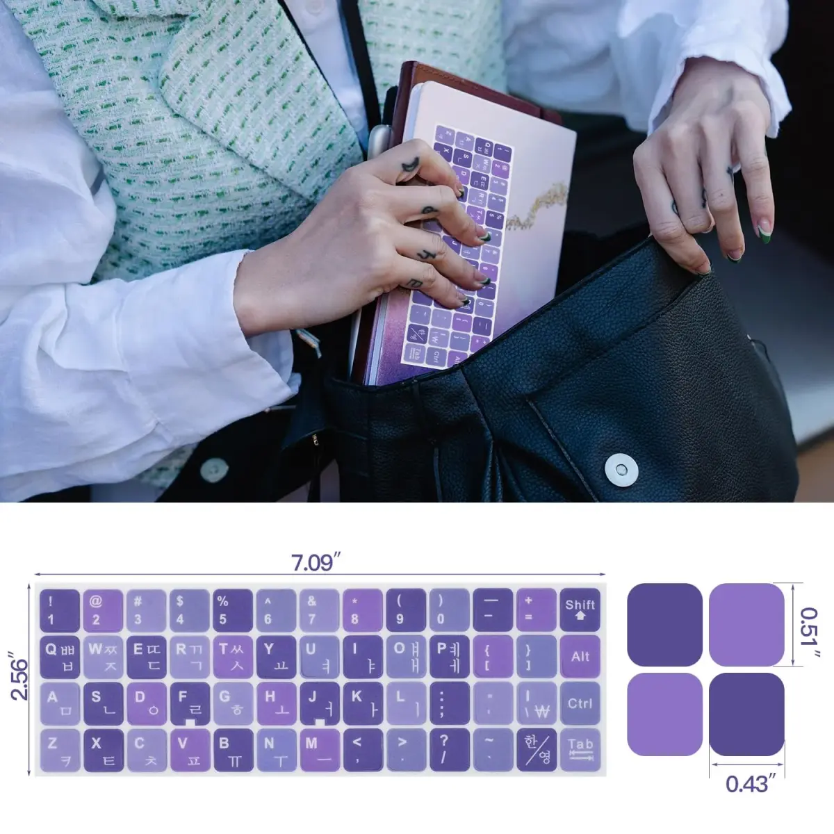 DAMMOMKO Korean Keyboard Stickers 2 Pack | Purple & White Lettering, Vinyl, Laptop & Desktop Compatible - view 3