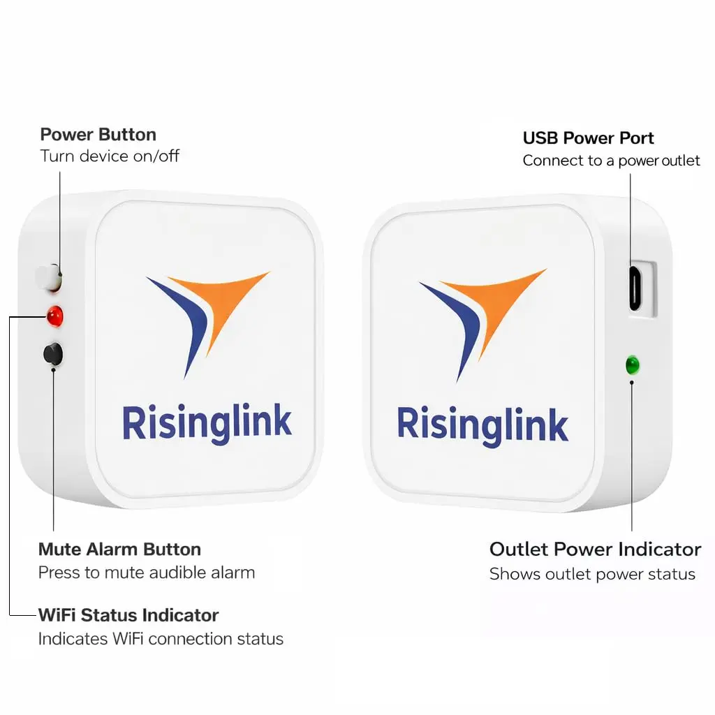 Risinglink WiFi Power Outage Alarm Detector 24/7 | US-Engineered Power Failure & Restoration Alerts - view 2